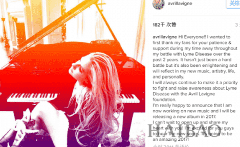 艾薇儿 (Avril Lavigne) 通过Instagram宣布复出