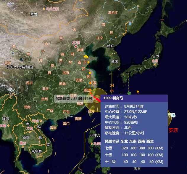 2019年第9号台风利奇马（利奇马台风最新实时路径图）