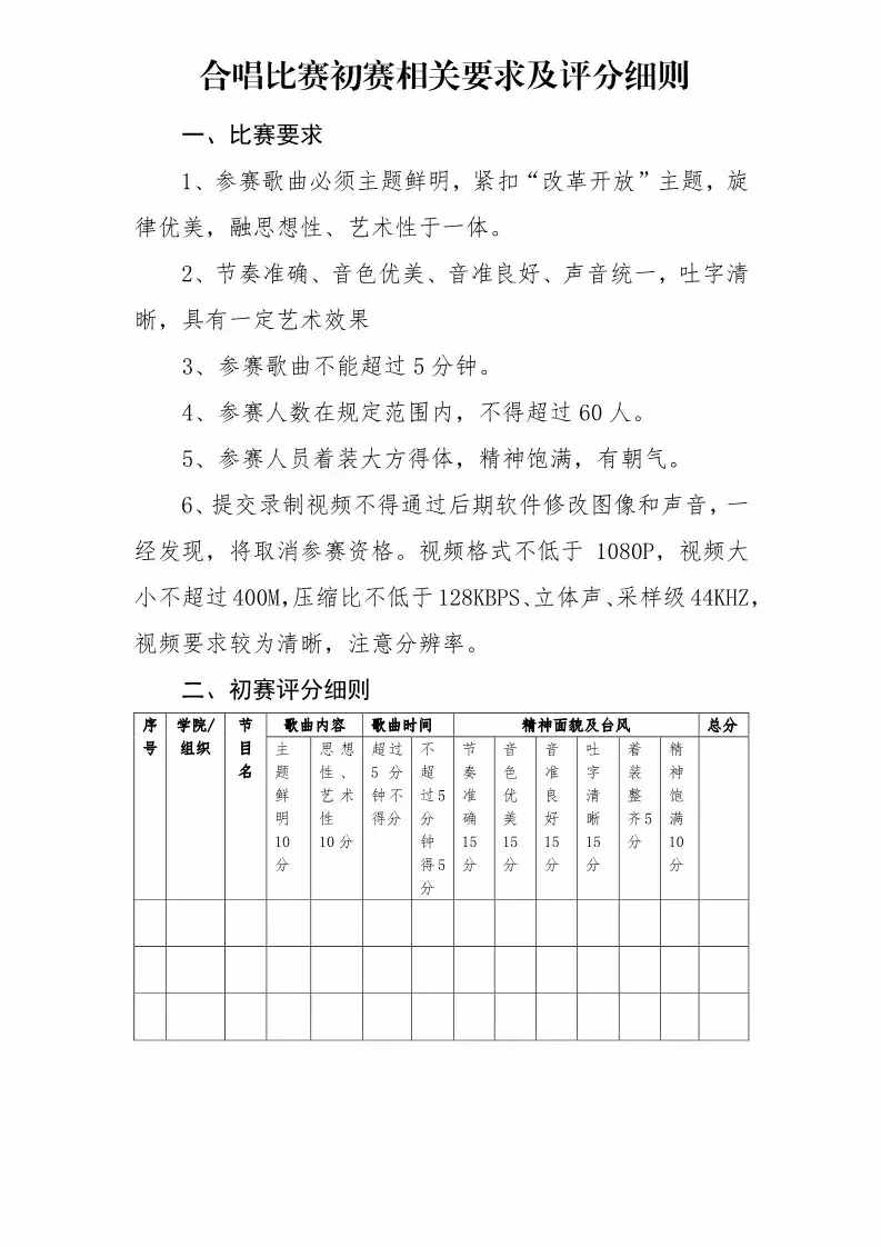 砥砺四十载 赞歌颂中华｜合唱大赛评分细则及决赛人员名单公示