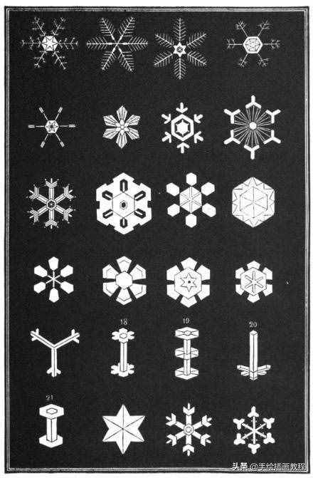 《Snowflakes》中各种雪花的画法，码了