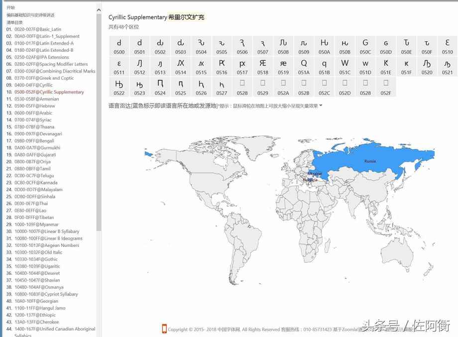 Unicode全球码中国站（全球区位码分布总表）