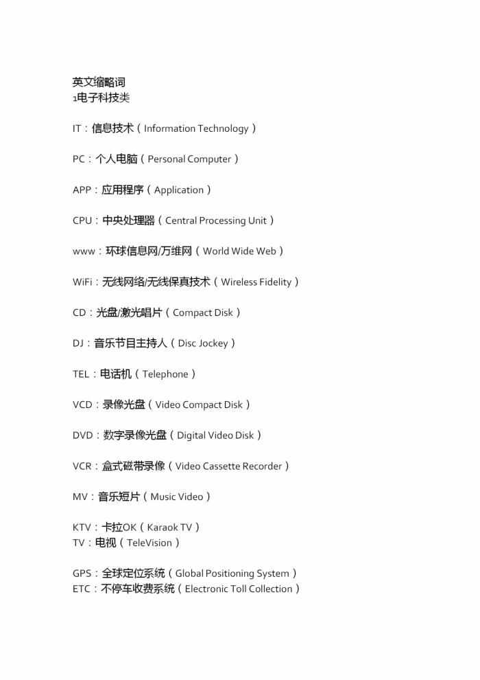 PRC和BRT都是啥意思？高中英语缩略词+缩写，Mark收藏