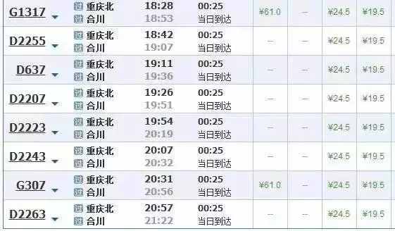 最新最全！重庆市区到各区县的火车、高铁车次及时刻表！赶紧收藏