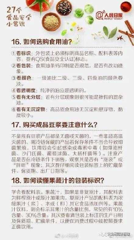 所有人，这27个食品安全常识你必须知道