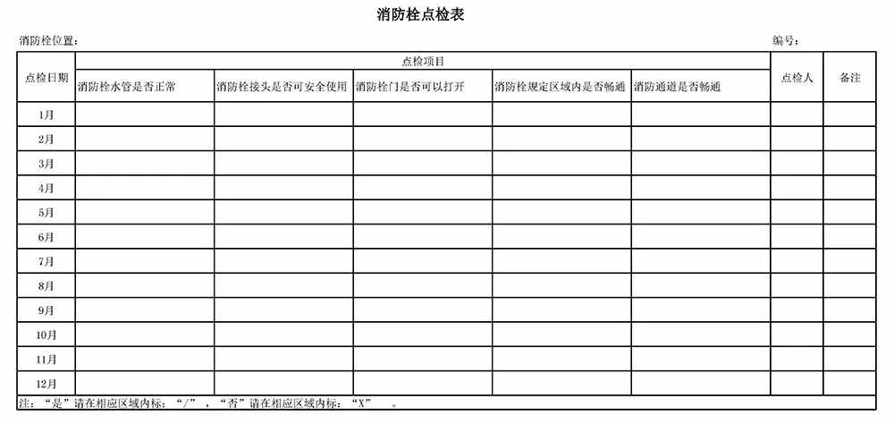 「收藏」灭火器和消火栓点检表模板