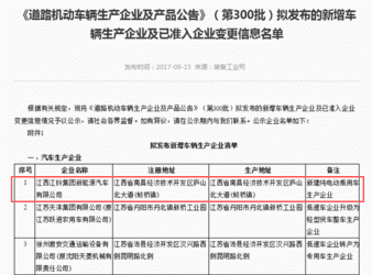 第300批新车公告,工信部道路机动车辆生产企业及产品公告,工信部新能源汽车公告