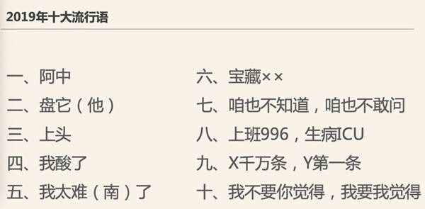 阿中、上头是啥意思？又一份年度流行语榜单“新鲜出炉”